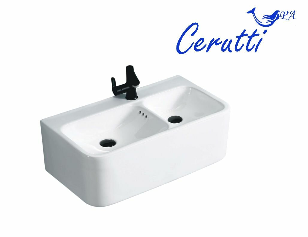 Раковина Cerutti SPA Double COMO (750х400х300) двойная подвесная - фотография № 3