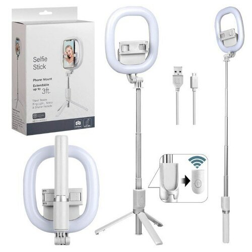 Кольцевая лампа для макияжа R10 селфи кольцо на подставке светодиодная лампа с держателем для телефона белый 103400₽