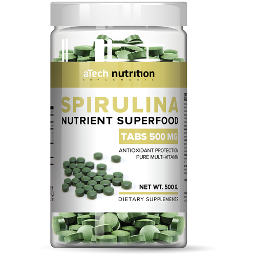 SPIRULINA SUPERFOODS («спирулина»), в таблетках, 500гр банка, aTech nutrition спирулина в таблетках компас здоровья spirulina 150 шт