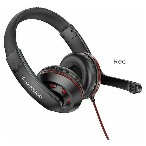 Наушники Borofone BO102 игровые полноразмерные микрофон 35 мм 12 м красные 189000₽