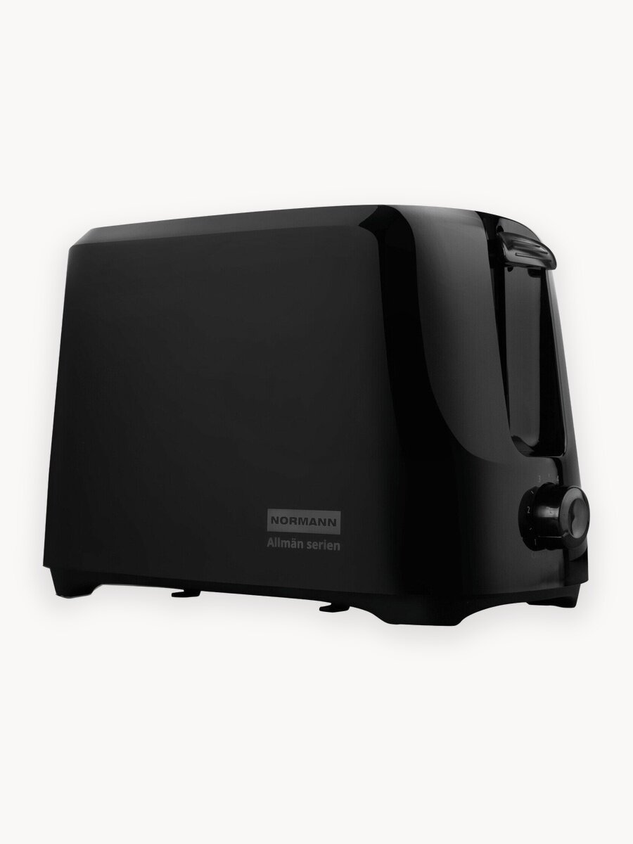Тостер NORMANN AST‑023, 700 Вт, 2 ломтика, чёрный – поддон для крошек + регулировка степени обжаривания