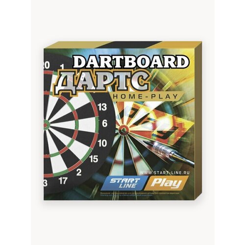 Дартс Start Line Home-Play, с двусторонней мишенью, 6 дротиков, диаметр мишени 43см