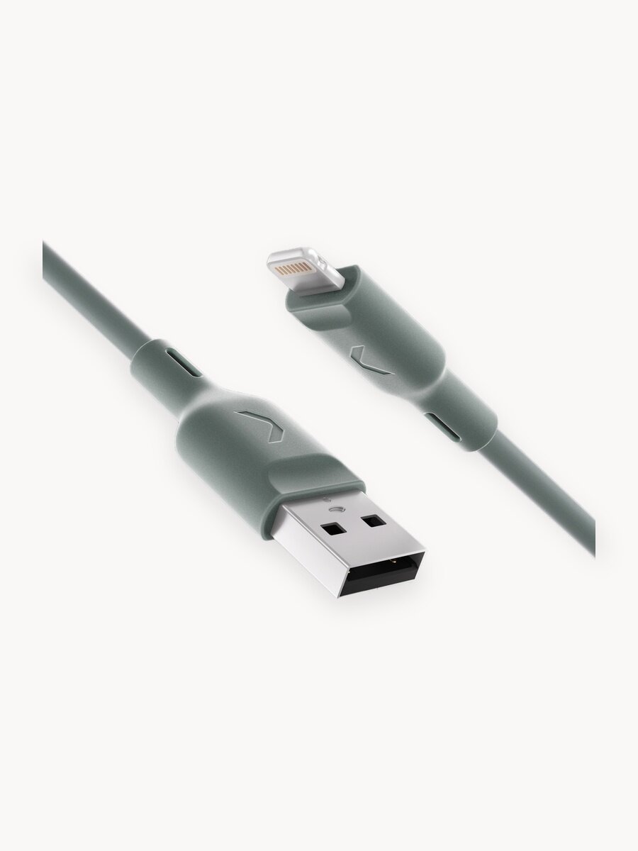 Кабель COMMO Jelly USB Type-A - Lightning MFI, 1,2 м Серо-зелёный