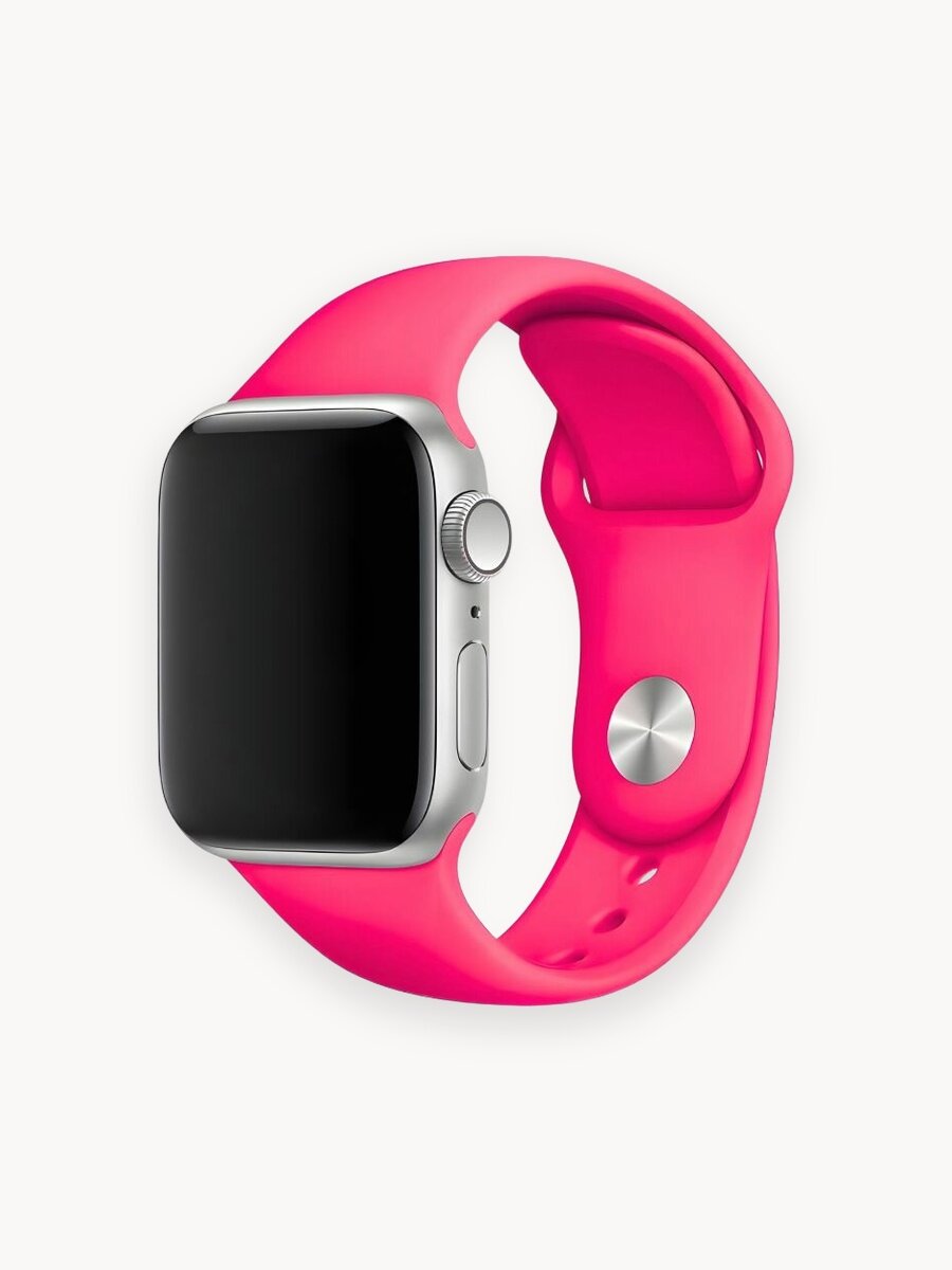 Ремешок для Apple Watch 44mm 45mm 46mm 49mm силиконовый, размер S-M, Фуксия