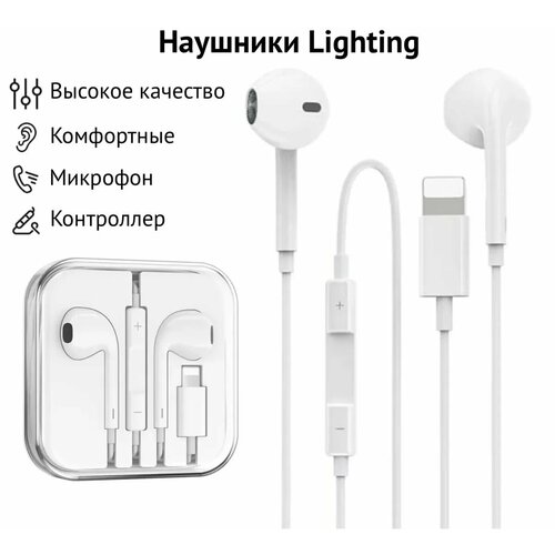 Наушники Lighting проводные Denmen DR10 с микрофоном Белый 54900₽