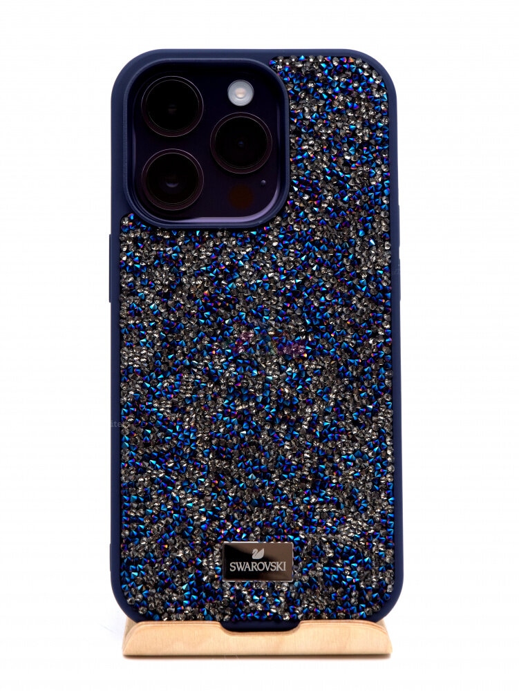 Чехол Swarovski для iPhone 15 Pro, силиконовый / Темно-синий