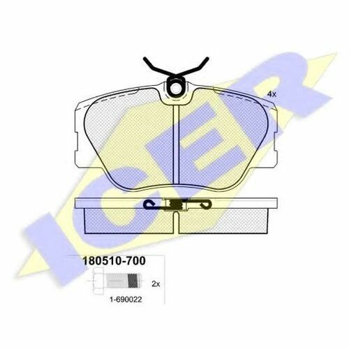 Комплект передних тормозных колодок Icer 180510700 для Mercedes 190 (W201) W201, COUPE C124 C124, E-CLASS A124, C124, S124