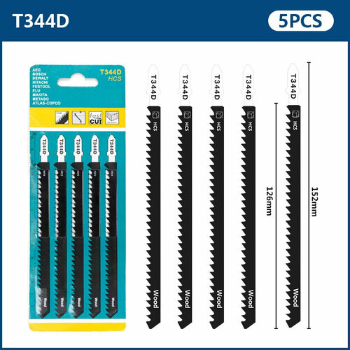 Пилка для лобзика по дереву T344D HCS 152х126 мм 5 шт 598₽