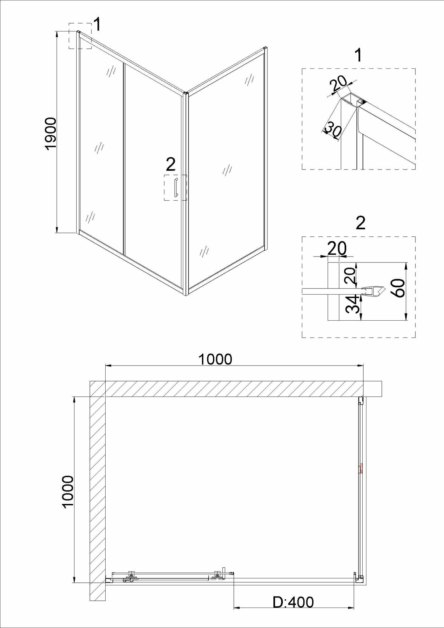 Душевая дверь Niagara Nova 100x190 NG-62-10A