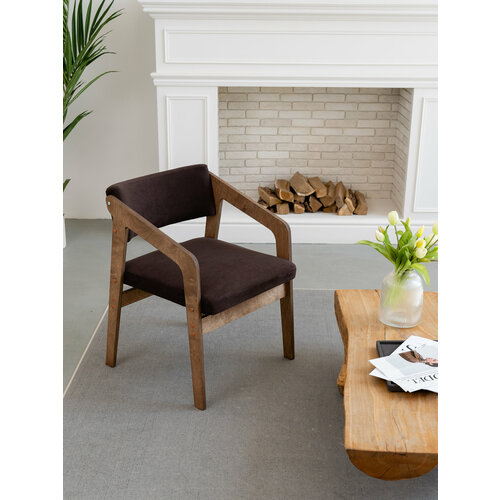 Стул ZASIDELIS кози мягкий для кухни дома и офиса/коричневый, велюр, 52х58х72 см, до 130 кг