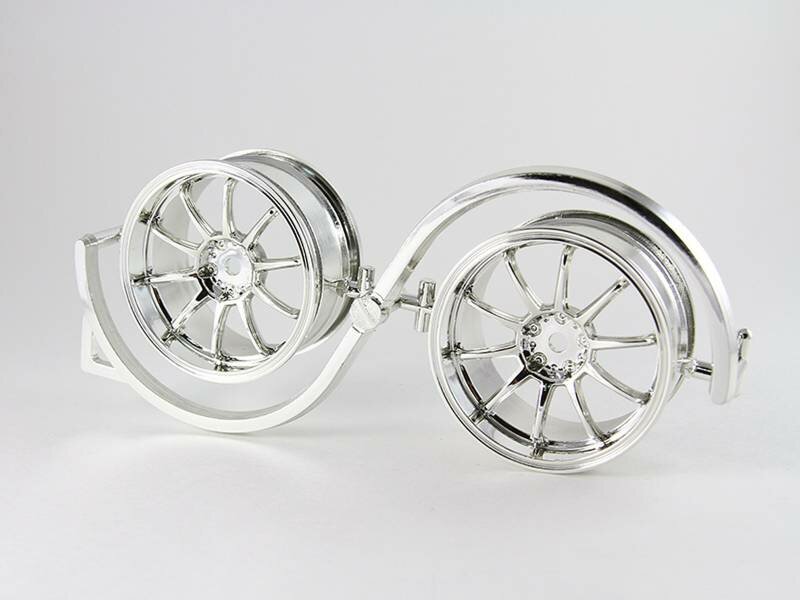 Диски 1/10 серебристые - пластик 10 спиц, 26 мм, вынос 3 мм, 2 шт