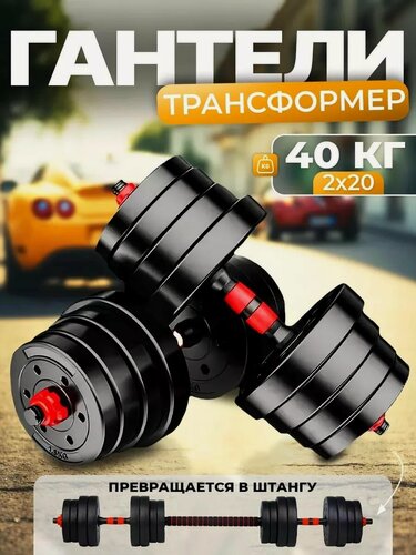 Изображение товара Za-Gym Гантели разборные набор 2 гантели по 20 кг+штанга, общий вес 40кг