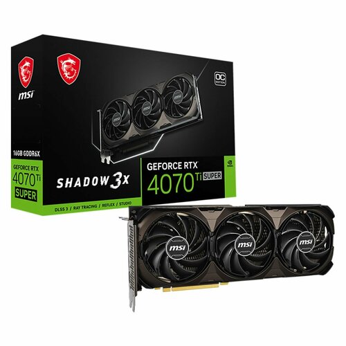 Видеокарта MSI RTX4070Ti SUPER SHADOW 3X OC 16GB GDDR6X 256bit 3xDP HDMI 3FAN RTL 151570₽