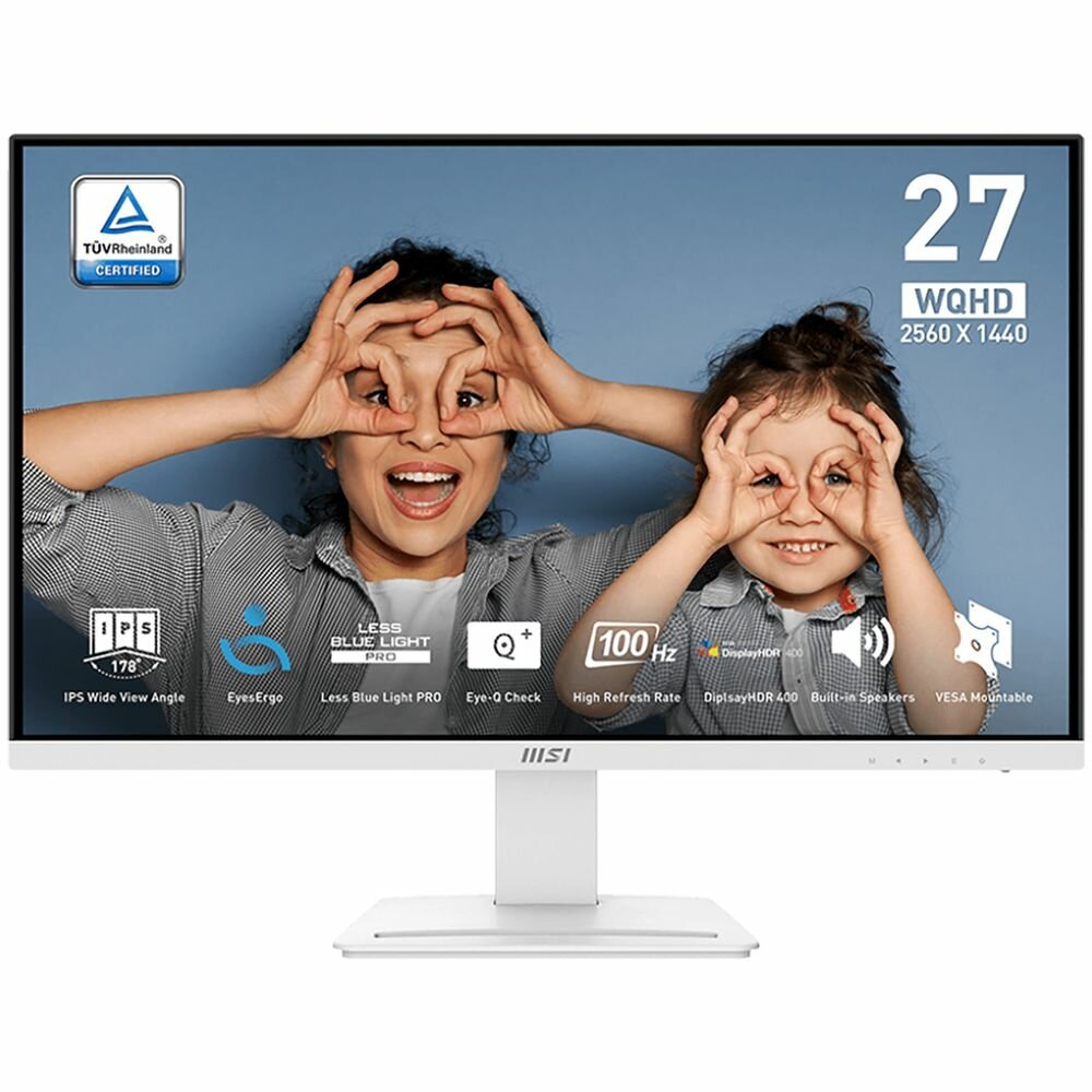 MSI Монитор 27" MSI PRO MP273QW E2 White (IPS, 2560x1440, HDMI+HDMI+DP, 1 ms, 178°/178°, 400 cd/m, 1300:1 (100M:1), 100Hz) 3PB6