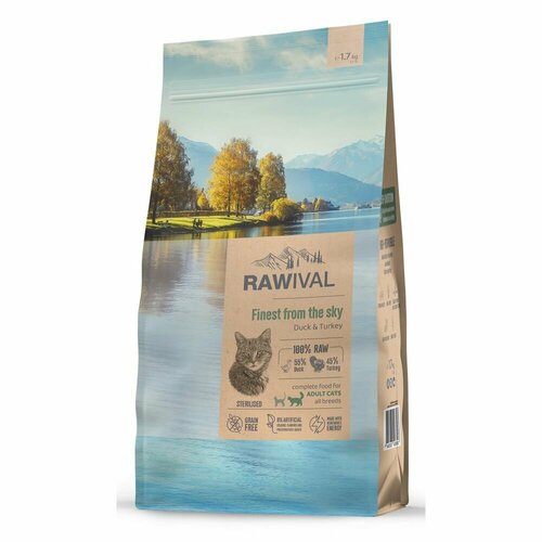 Сухой корм RAWIVAL (Равивал) для стерилизованных кошек, утка и индейка, 5 кг