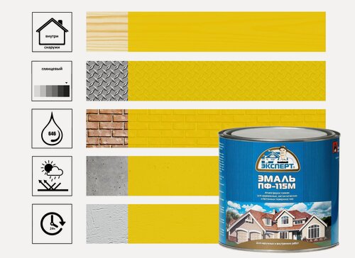 Изображение товара Эмаль Эксперт ПФ-115М глянцевая, желтая, 2,7 кг