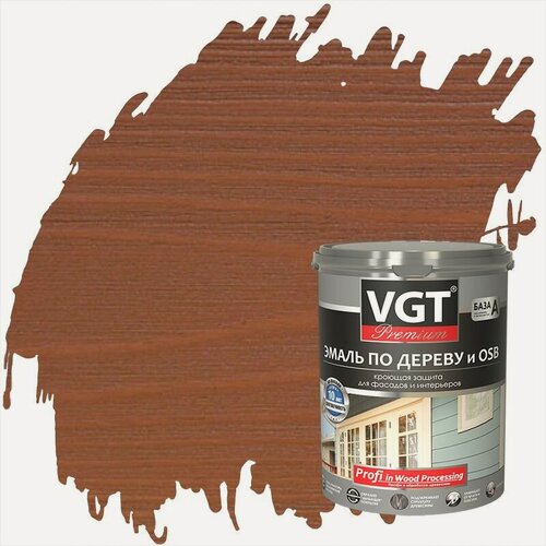 Изображение товара Эмаль по дереву и OSB VGT Premium полуматовая (2,5кг) красно-коричневый