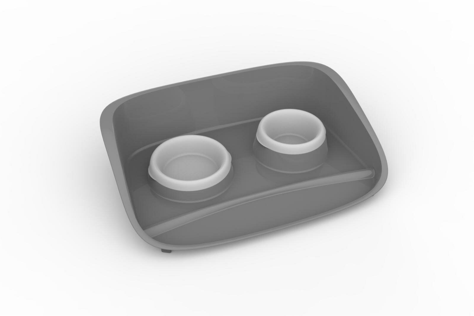 Papillon Миска двойная на подносе 47*33*215 см.025lt +030lt темно-серыйсерый 175661 175661 13.720 кг 56668 (1 шт)