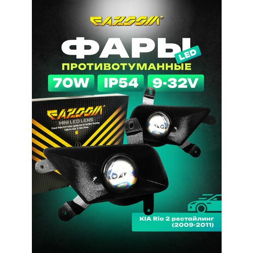 Линзованные LED ПТФ KIA Rio 2 рестайлинг (2009-2011)