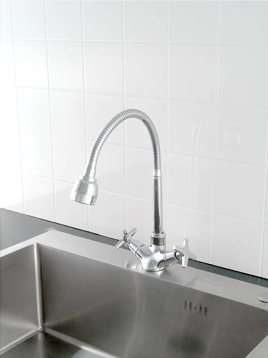 Смеситель Diadonna, для кухни, латунь, гибкий излив, цвет хром — фото 1