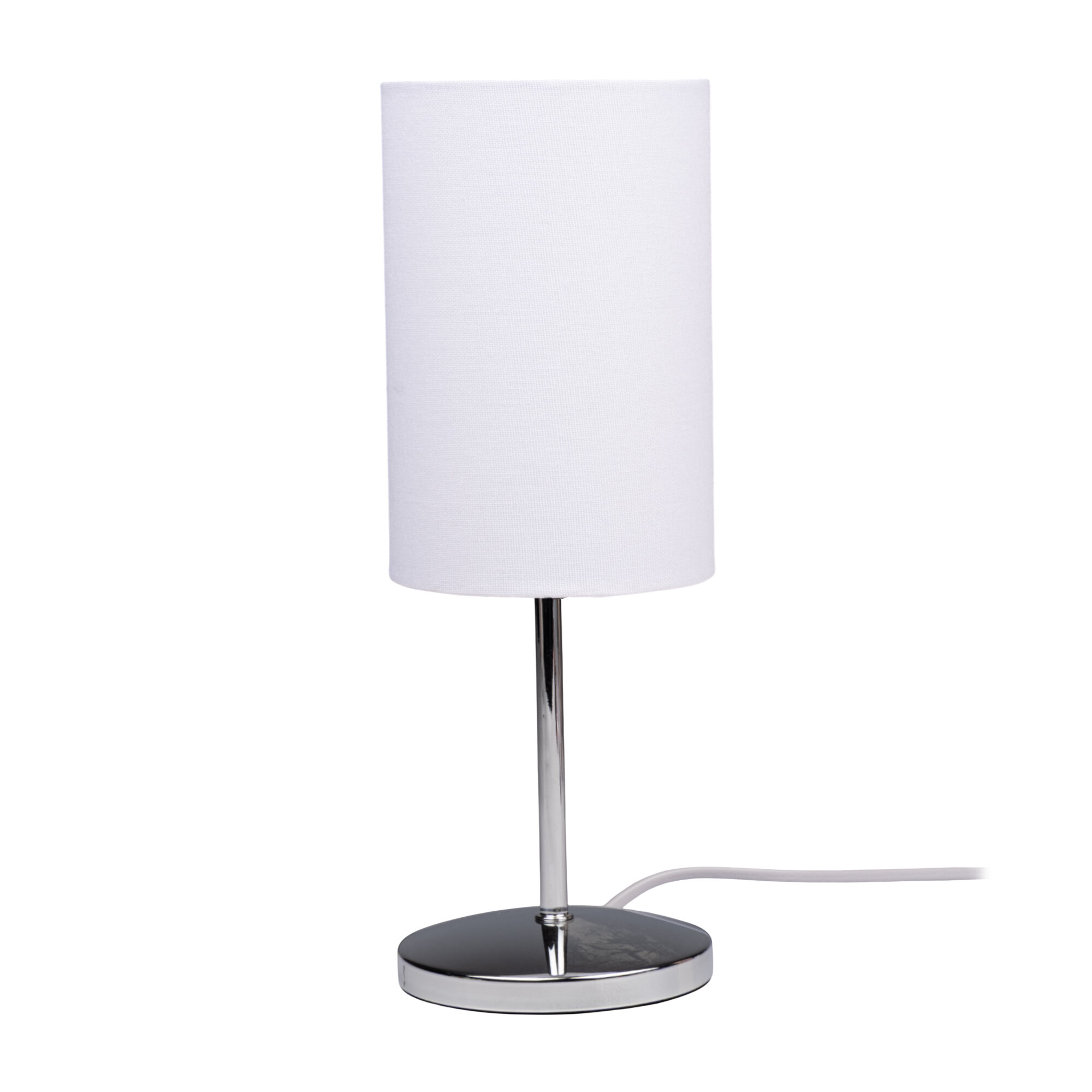 Светильник настольный белый, хромированная ножка, цоколь E14, кабель 1,3 м — фото 1