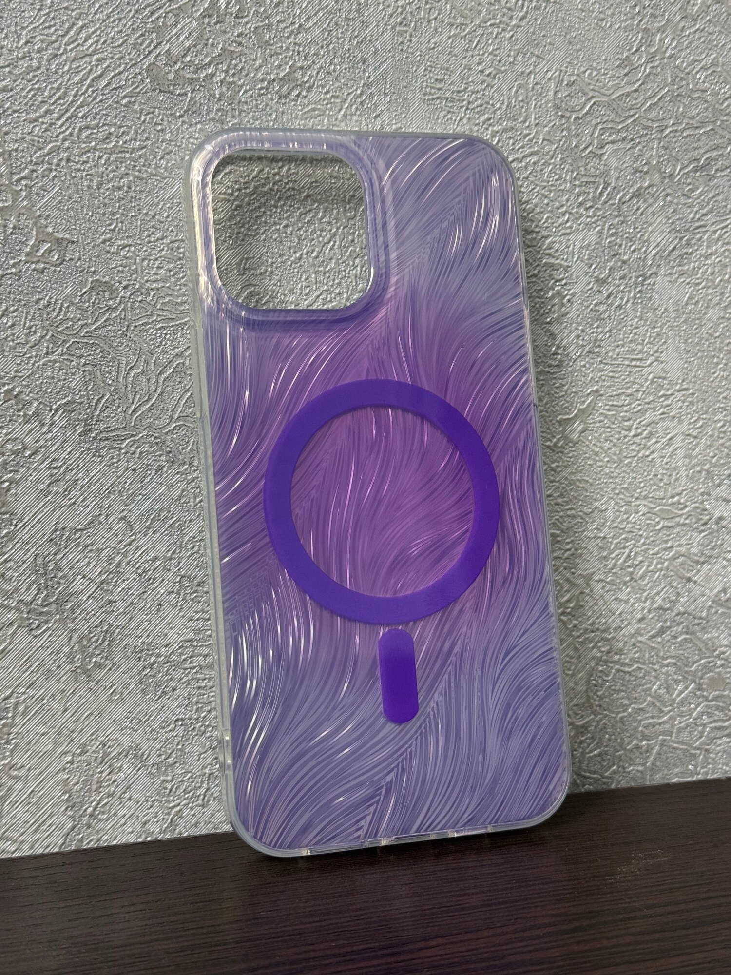 Чехол для iPhone 16 pro Max с Magsafe. Фиолетовый с узорами. Apple iPhone 16 Pro Max case. — фото 1