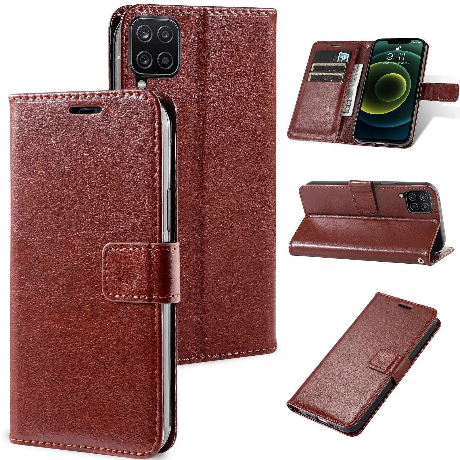 Кожаный чехол-кошелек Samsung Galaxy M12 2MPT- brown