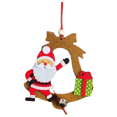 Набор для создания подвесной елочной игрушки Школа талантов Дед Мороз и колокольчик, из фетра украшение ёлочное новогодний венок 13 см белый