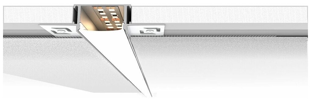 Профиль алюминиевый скрытый "встраиваемый" без крепежей, серебро, CAB254 с матовым экраном, 2 заглушками в комплекте Арт. 10362
