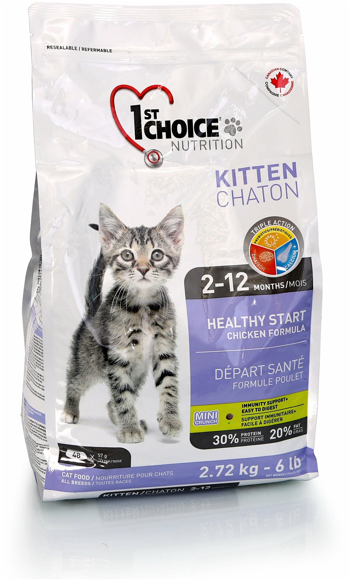 Сухой корм для котят 1st Choice Kitten Здоровый старт, с курицей 2.72 кг