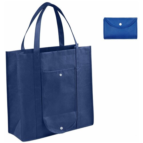 фото Складная эко сумка-пакет для продуктов многоразовая хозяйственная, темно-синяя homsu