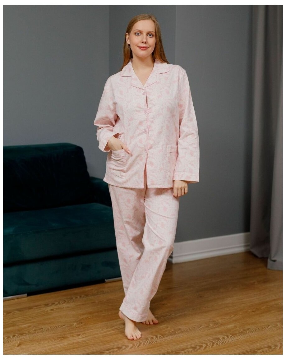 Пижама NUAGE.MOSCOW, размер XXL, белый, розовый - фотография № 3
