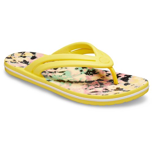 фото Шлепанцы crocs crocband tie-dye mania flip, размер 38(w8), sunshine