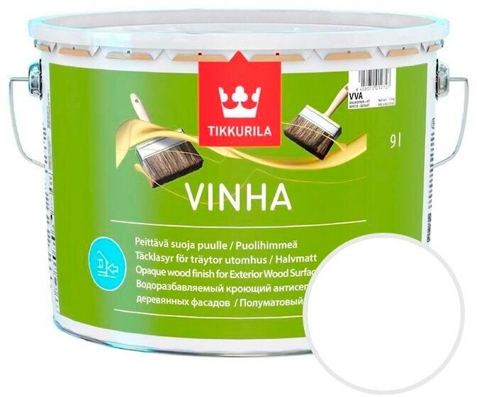 Кроющий антисептик TIKKURILA Vinha Белый 9 л