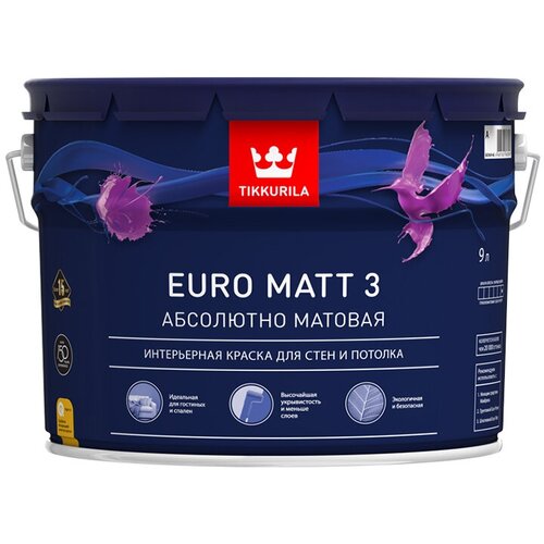 EURO MATT 3 А краска интерьерная 9 л. краска в д euro matt 3 a 9 л арт 700001114