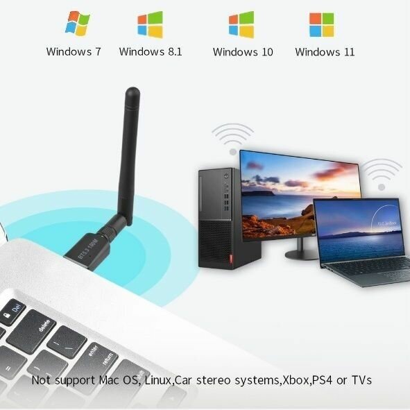 Адаптер Bluetooth 5.3 Realtek для ПК, ноутбука, компьютера Windows, Linux - радиус до 100 метров / Sellerweb