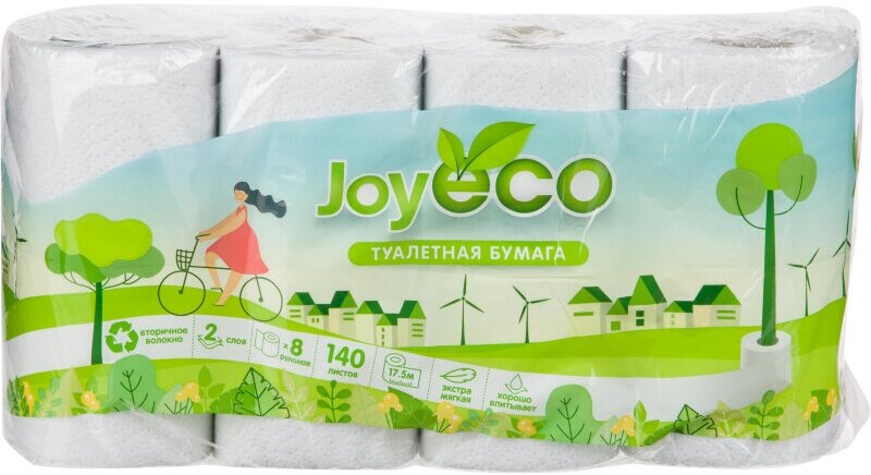 Бумага туалетная JOY ECO белая втор 2сл 17,5м 8 шт/уп_Л