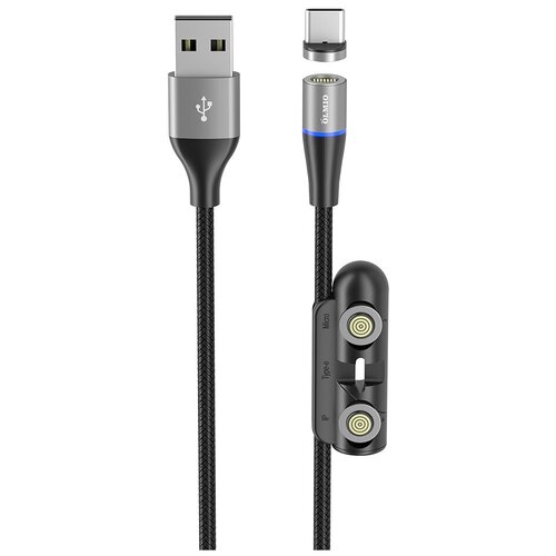 Магнитный кабель 3в1 Olmio MageCble, USB To Lightning/Type-C/Micro-USB, 1.2м, 3A, тканевая оплетка,