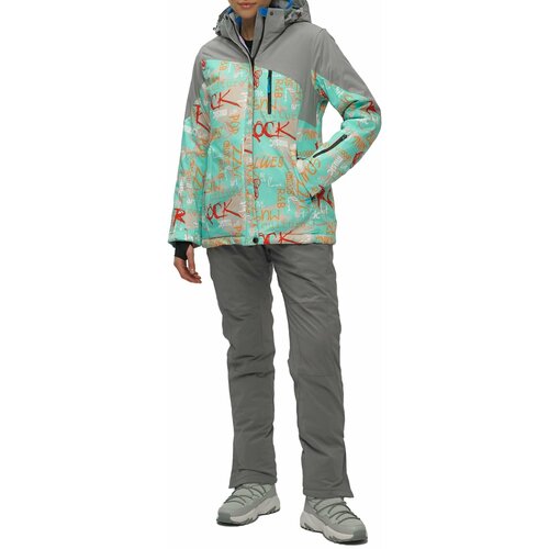Комплект с брюками  для сноубординга, зимний, силуэт полуприлегающий, утепленный, водонепроницаемый, размер 44, бирюзовый