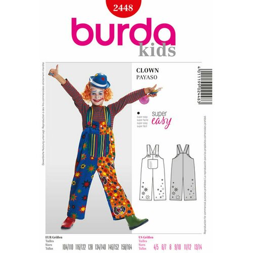 Выкройка Burda 2448-Клоун выкройка burda 2415 пингвин клоун