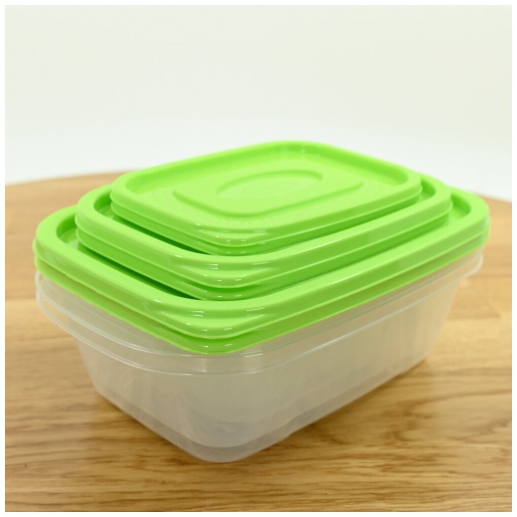 Набор контейнеров 6 шт (2х0.4л, 2х0.8л, 2х1.6л) для холодных и горячих продуктов, цвет салатовый - фотография № 10