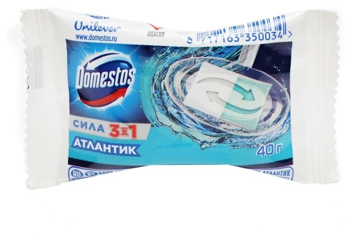 Сменный блок для унитаза 3в1 Атлантик Domestos, 40 мл, 0.04 г