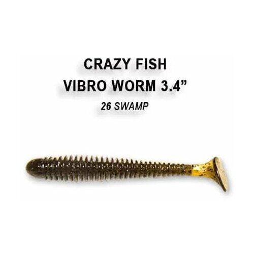 Силиконовые приманки Crazy Fish Vibro worm 3.4 12-85-26-6, 5шт.