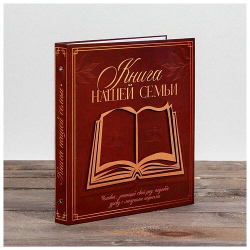 Родословная фото-книга «Книга нашей семьи» с деревянным элементом, 27,5 х 25 см