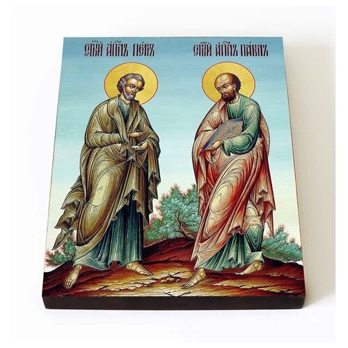 Святые первоверховные апостолы Петр и Павел, икона на доске 8*10 см святые первоверховные апостолы петр и павел икона на доске 13 16 5 см