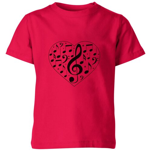 сумка музыка сердце скрипичный ключ и ноты в сердце белый Футболка Us Basic, размер 4, розовый