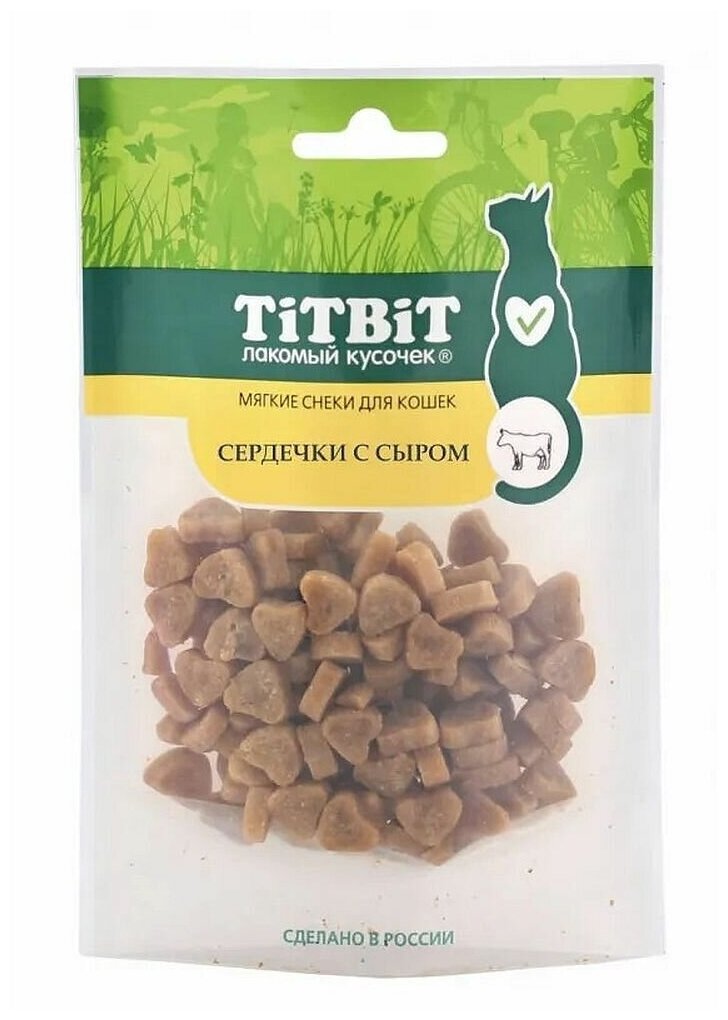 TitBit (ТитБит) Мягкие снеки Сердечки с Сыром для кошек 50 г