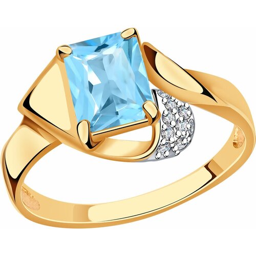 фото Золотое кольцо александра кл3762-78ск с топазом и фианитом diamant-online