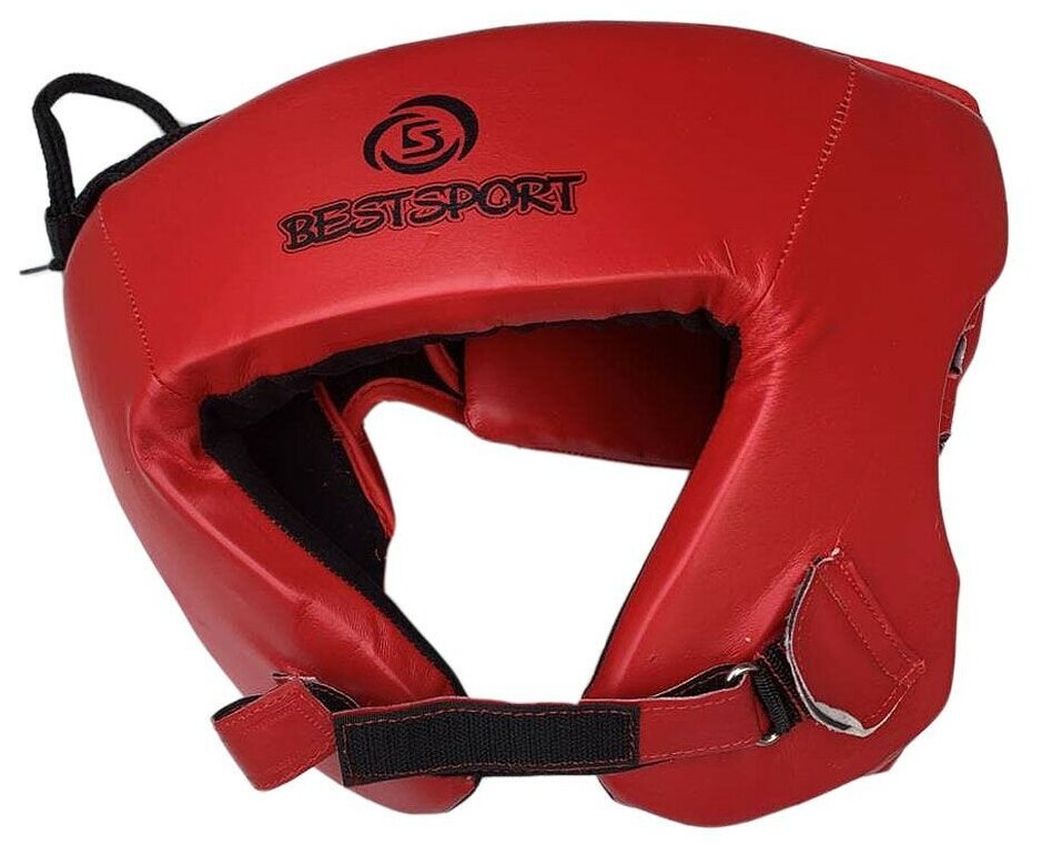 Шлем боксерский боевой с открытым верхом Best Sport BS-бш1 PU, красный, р. M