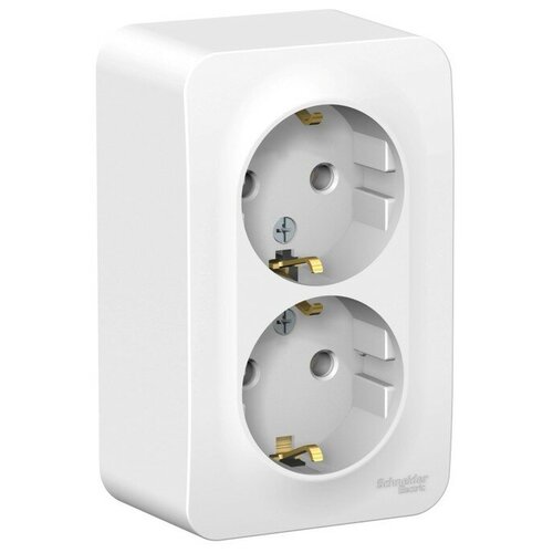 Розетка двойная Systeme Electric Blanca, 16 А, 250 В, накладная, с з/к, IP20, белый, BLNRA010211 розетка теропром 7612713 тройная se blanca 16 а 250 в накладная без з к ip20 антрацит blnra000316